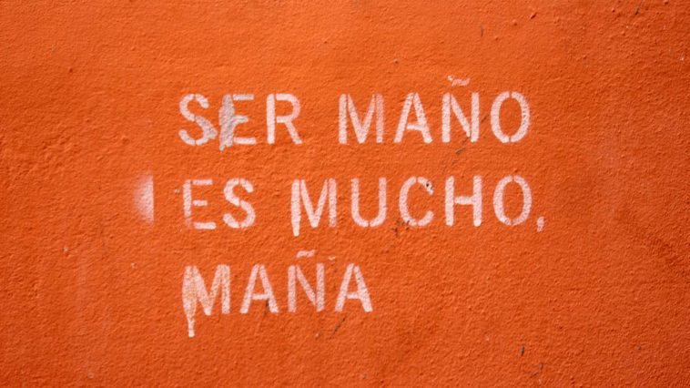 Graffitis en Zaragoza con el texto "ser maño es mucho maña"