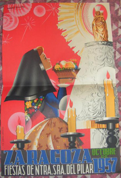 Cartel Fiestas del Pilar 1957 'Ofrenda'